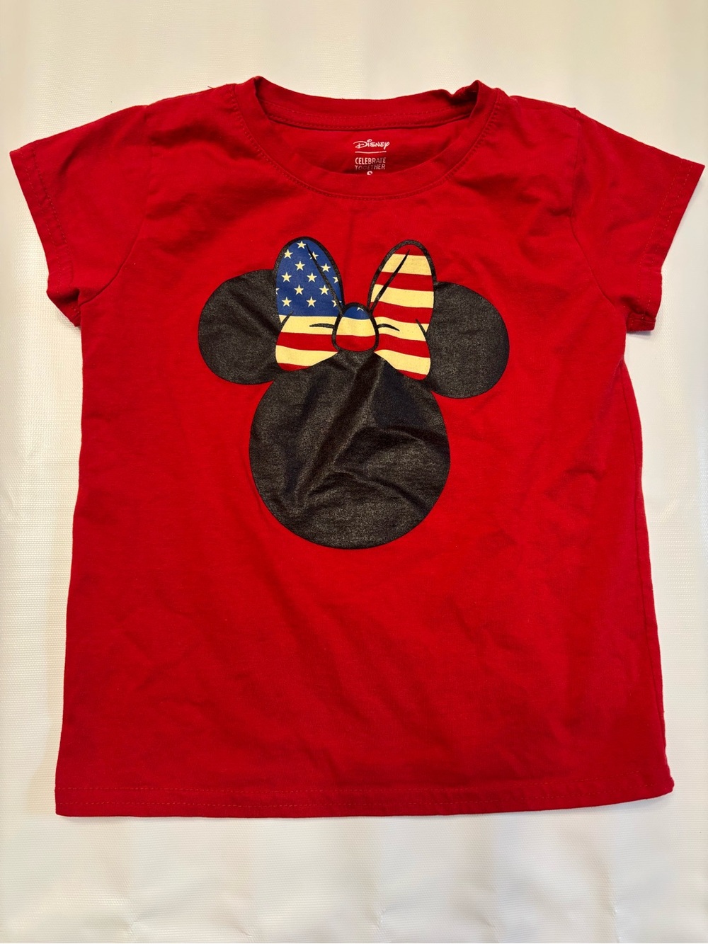 Disney Red Tee with Black Minnie Silhouette and USA Bow